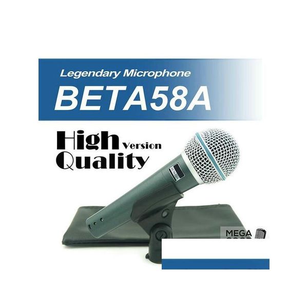 Microphones Vente Version de haute qualité Beta 58 A Karaoké Vocal Microphone filaire dynamique portable Beta58 Microfone Mike Mic Drop Deliver Dhyno