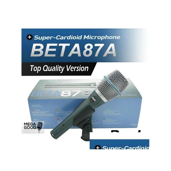 Microphones Vente Microphone à condensateur réel Beta87A Qualité supérieure Beta 87A Supercardioïde Vocal Karaoké Microfone Mike Mic Drop Dhj4H