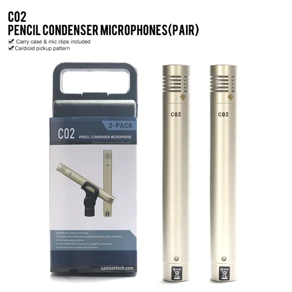 Micrófonos samson c02 c02 o2 un par condensador smalldiaphragm suspension lápiz clip a prueba de amortiguador tipo micrófono tipo micrófono
