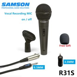 Microphones Samson R31S Microphone à main dynamique pour instrument vocal en direct professionnel pour karaoké et enregistrement avec câble micro clip