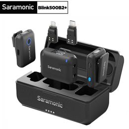 Microfoons Saramonic Blink500B2+ Wireless Lavalier Rapel Microfoon voor iPhone Android -smartphone DSLR -camera's YouTube -opname Streaming 240408