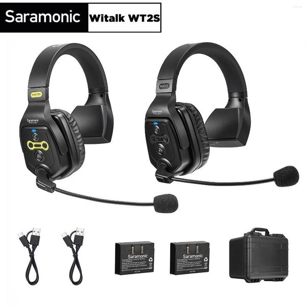 Microphones Saramonic WiTalk WT2S Casque d'interphone à distance sans fil Full-Duplex à une oreille Système Micrphone pour Film TV Stage Portée de 400 m