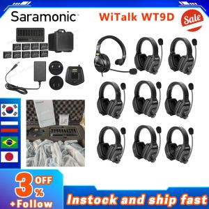 Microfoons Saramonic Witalk WT9D 1,9 GHz 400m Condensor Fullduplex Wireless Intercom Headset Microfoon Communicatiesysteem voor 9 gebruikers