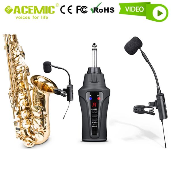 Micrófonos saxófono micrófono sistema inalámbrico micrófono de radio para sax sax alto gase disco con viento instrumento trombón trombón acémico