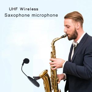 Microfoons Saxofoon draadloze microfooncondensorclip MIC UHF GOOSENECK Voice Recording Live Show voor Trumpet Horns Tuba -instrument