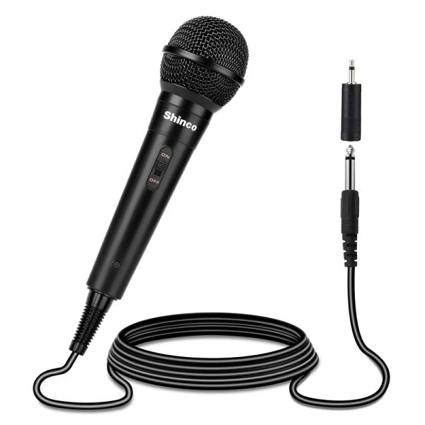 Microphones Shinco 4m Cable Dynamique Microphone Karaoké pour chanter Mic Mic de poche compatible avec le mixeur d'ampli de haut-parleur de la machine à karaoké