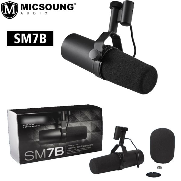 Microphones Shure SM7B Vocal Dynamic Microphone pour le podcast Broadcast Enregistrement XLR Mic Studio pour la parole musicale Fréquence Widerange