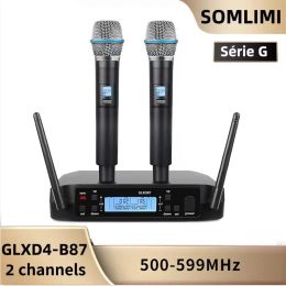 Microfoons Somlimi 500599MHz B87A Wireless Microphone UHF Twee kanalen Profressional For Party Karaoke Church Show Meeting