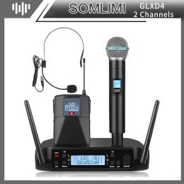 Microphones Somlimi 600699MHz récepteur simple à double main-d'œuvre Microphone Métal de haute qualité