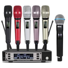 Microfoons Somlimi EW135G4 UHF Lange afstand Dual Channel Dual Handheld draadloze microfoonsysteem Stage Prestaties Dynamic 221104