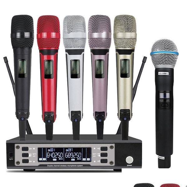 Microphones Somlimi Ew135G4 UHF longue Distance double canal portable système de Microphone sans fil professionnel Performance de scène Dynami Dhijf