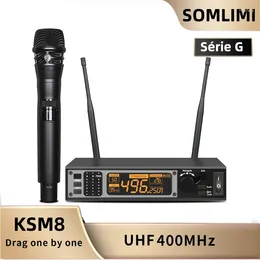 Microfoons Somlimi KSM8 Wireless Microphne Dynamic Stage Performance Show Party Hip Hop Home KTV UHF Professional Metal Handheld