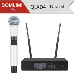 Des micros !SOMLIMI système de Microphone sans fil professionnel QLXD4 haute qualité UHF chant Performance de mariage