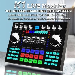 Microfoons geluidskaart 27 geluidseffecten Ruisreductie Mixers met Bluetooth DSP HIFI -functies voor live streaming Telefoon PC Computer DJ