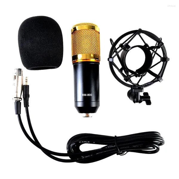 Microfoni Studio Broadcasting Webcast Podcast Microfono a condensatore con supporto (nero dorato)
