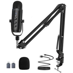 Microphones Studio Microphone avec un ARM de diffusion polyvalent et robuste Mic de condenseur USB pour l'enregistrement du podcasting Streaming Karaoke 230816