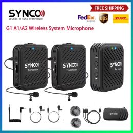 Microfoons Synco G1 G1A1 G1A2 Digitale draadloze Lavalier Microfoon System Interview Rapel Mic Receiver Kit voor Smartphone Laptop DSLR -tabel