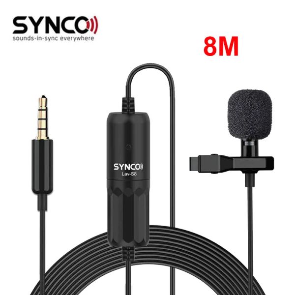 Microphones Synco Lavs8 Lavare Microphone Professional MINI LAPEL Microphone Home Studio Mic avec traitement du bruit pour le téléphone portable PC
