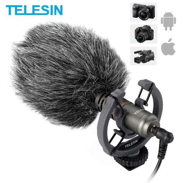Microphones Telesin Oncamera Shotgun Microphone Vlogging microphone pour iPhone Android Smartphone Canon Sony Nikon DSLR Mac Tablet
