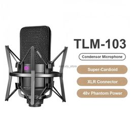 Microphones TLM-103 Condenseur Canon Microphone Professional Super Aerobic Utilisé pour enregistrer la voix du podcast via Streaming Home Studiosq