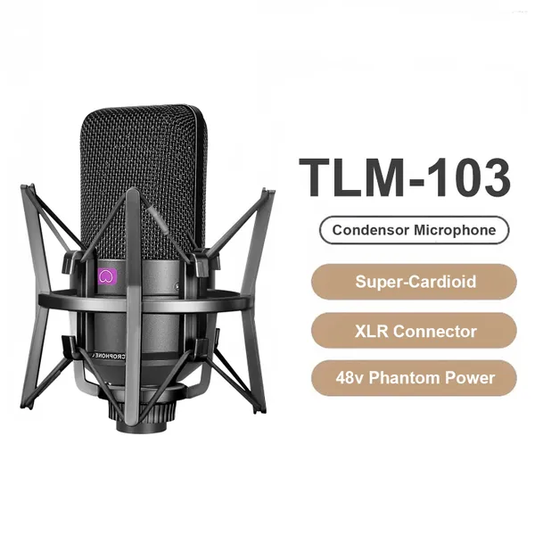 Microfonos TLM-103 Condensador XLR Micrófono Micro de estudio de cardioides profesionales para grabar podcasting Voice Over Streaming Home