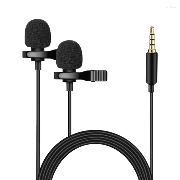 Microphones Meilleures offres Microphone Lavalier à deux têtes pour ordinateurs portables, caméras, tablettes et enregistreurs