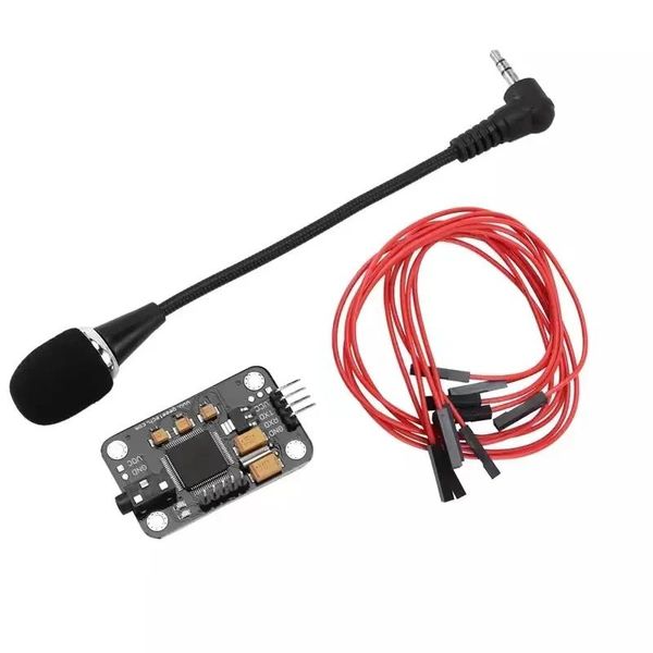 Micrófonos Módulo de reconocimiento de voz superior con micrófono Placa de control de voz de reconocimiento de voz Dupont para compatible con Arduino