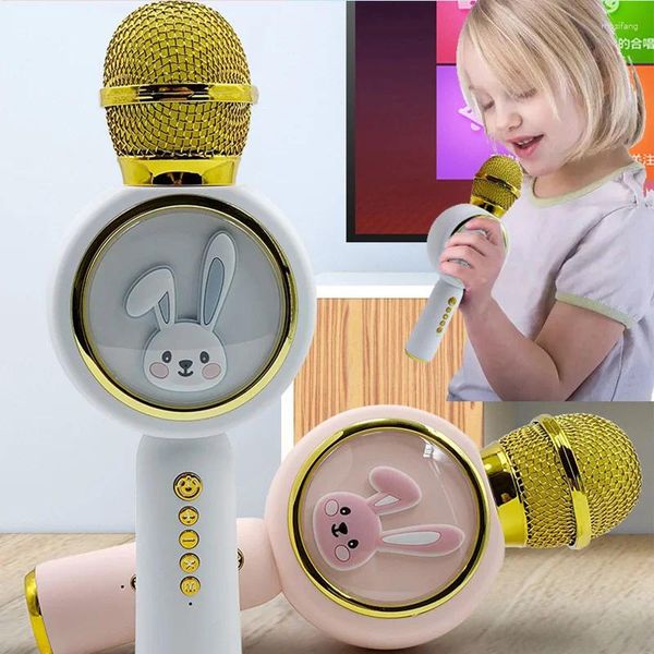 Micrófonos TWS inalámbrico Bluetooth compatible con Karaoke micrófono portátil altavoz de mano sonido mágico Microfone TF cantar para niños