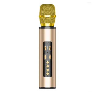 Microphones TWS Microphone de karaoké sans fil avec haut-parleur Bluetooth Performance de fête à domicile chantant pour les enfants-or