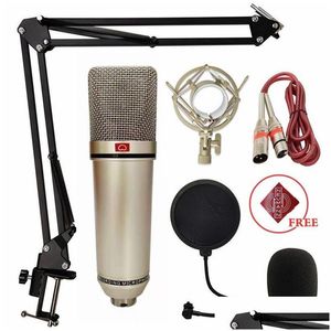 Microphones U87 Microphone de condenseur professionnel pour enregistrer le podcast en direct Kit de jeu en direct avec le support du bras.