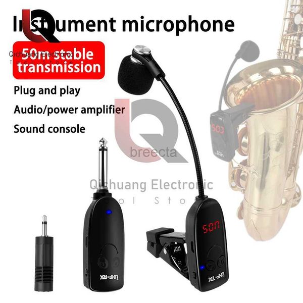 Micrófonos UHF Instrumentos inalámbricos dedicados Saxofón Saxofón Micrófono Rango de transmisión de receptor inalámbrico Conectado y juego muy bien para las trompetas 240408
