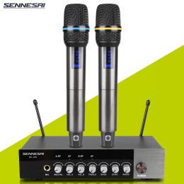 Microfoons UHF tweekanaals draadloze handmicrofoon Gebruiksvriendelijke karaoke-Bluetooth-microfoon voor familiefeesten, kleine activiteiten