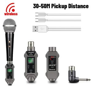 Microfoons UHF Professional Wired to Wireless Microfoon Converter Draadloze zenderontvanger Audio -transmissiesystemen MIC HD Display