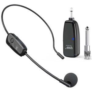 Microfoons UHF Wireless Headset Microfoon Microfoon Universele versterker Audio Portable met LED -licht voor het onderwijzen van speech Computer Conference Church