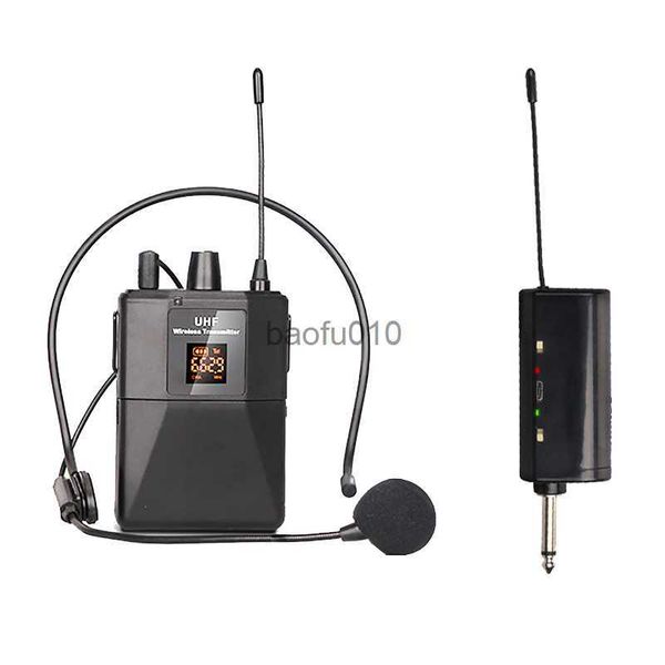 Microphones Micro-casque sans fil UHF avec émetteur-récepteur LED Transmetteur Bodypack à affichage numérique pour l'enseignement des performances en direct HKD230818