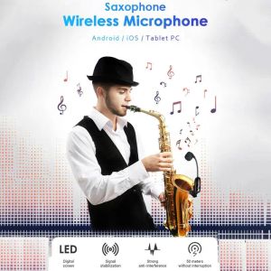 Micrófonos UHF Instrumento inalámbrico micrófono micrófono micrófono con amplificadores de voz de pantalla LED para bocinas trompetas clarinetes saxofones etapa