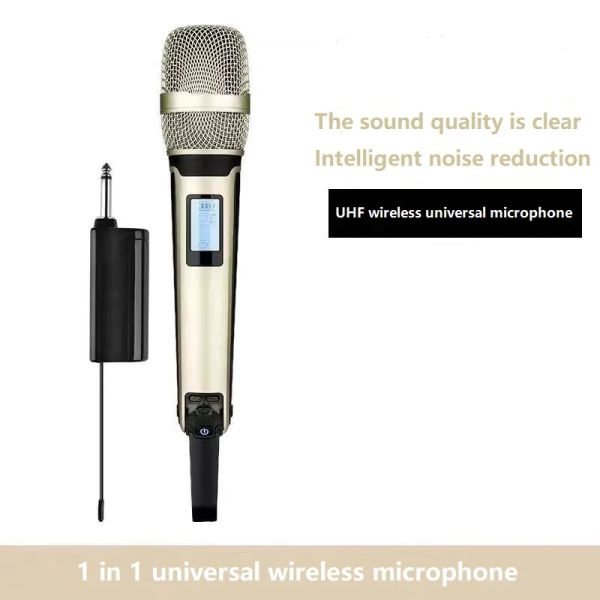 Microphones UHF Wireless Microphone Charging Enregistrement de 2 canaux Mic de poche, Sound Card Outdoor Audio K Song Karaoke Stage