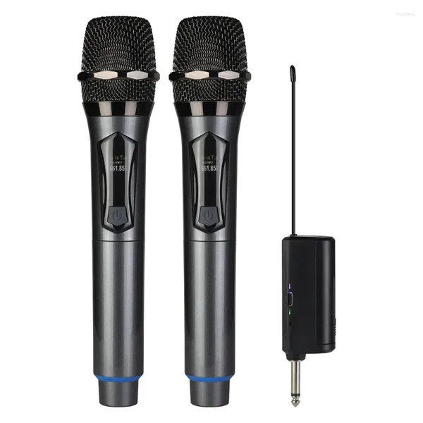 Microphones Microphone sans fil UHF, dispositif portatif de karaoké à fréquence fixe sans batterie au lithium rechargeable pour les fêtes d'église sur scène
