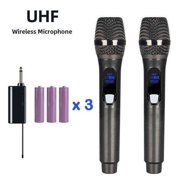 Micrófonos Micrófono inalámbrico UHF Micrófono dinámico de mano con receptor de batería de litio recargable para grabación en el hogar al aire libre Karaoke T220916