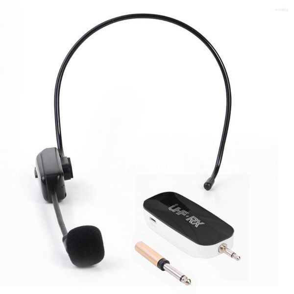 Micrófonos Micrófono inalámbrico UHF Receptor de sistema de micrófono para la cabeza con adaptador de 3,5 a 6,35