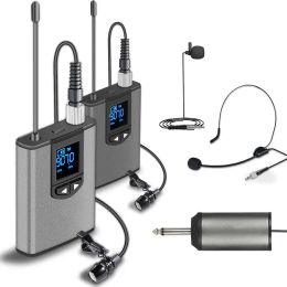 Microfoons UHF draadloze microfoonset met bodypack -zender en mini -oplaadbare ontvanger voor vlogging/DSLR -camera/mobiel