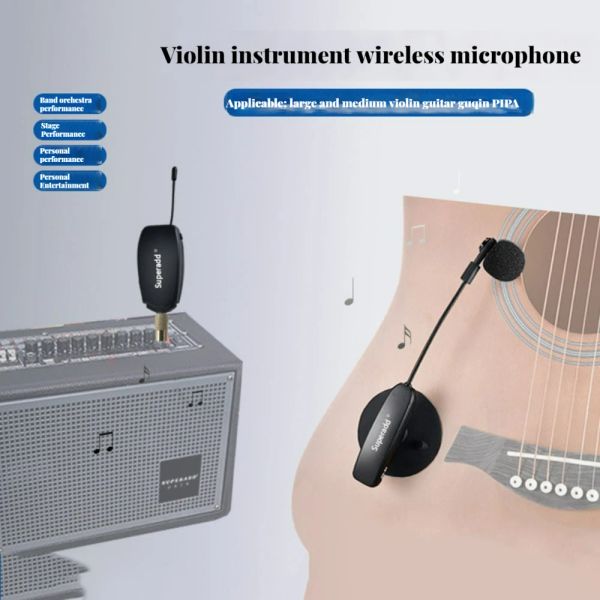 Microphones uhf sans fil microphone violon sans fil microphone instrument de musique microphone scéniste audio pour violon de guitare