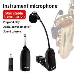 Microphones UHF Clip de système de microphone de saxophone sans fil sur des instruments de musique émetteur de récepteur sans fil pour trompette de saxophone