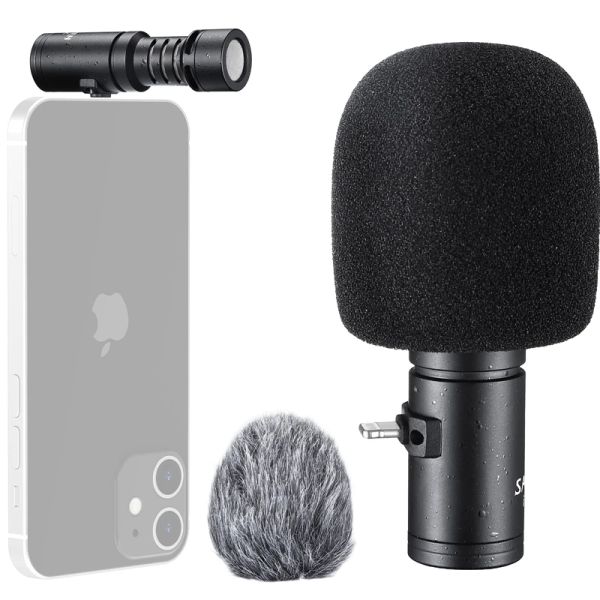 Microphones Ulanzi Lightning Audio microphone Connectez directement le port Super Cardioide pour l'enregistrement vocal pour smartphone iPhone