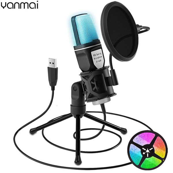 Microphones USA Yanmai USB Microphone RGB Condensador fil micro de jeu pour Podcast enregistrement Studio Streaming ordinateur portable ordinateur de bureau 230922