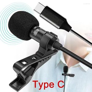Microphones USB C Lavalier Microphone pour l'enregistrement vidéo Mini Type C / 3,5 mm Clip-on Mic Plug Play Lav Android Phone PC Ordinateur portable