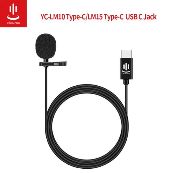 Microphones USB C (TYPEC) Microphone de condenseur Lavalier Lap pour les smartphones Android / Windows, interview Microphone pour Samsung Huawei