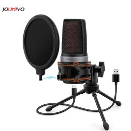 Micrófonos USB Computer Micrófono Cardioid Condenser Mic para PC/computadora portátil de escritorio con botón de mute de choque antivibración de filtro pop