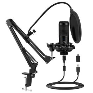 Microphones Microphone du condenseur USB 192KHz / 24bit Enregistrement professionnel Microphone Condenseur pour le podcasting YouTube Streaming