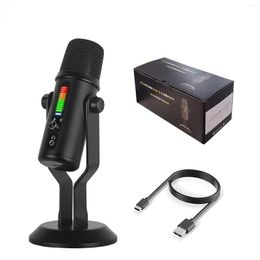 Microphones Microphone à condensateur USB professionnel pour les jeux d'enregistrement Studio de streaming vidéo YouTube sur PC et Mac avec lumière RVB Mikrofo